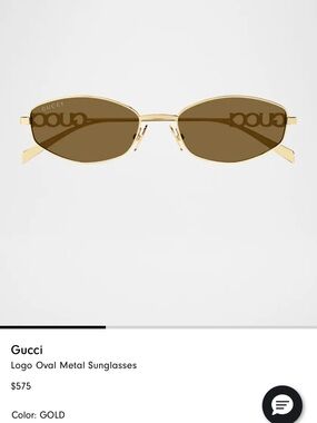 Gucci Gold Frame Oval Sunglasses with Brown Lenses